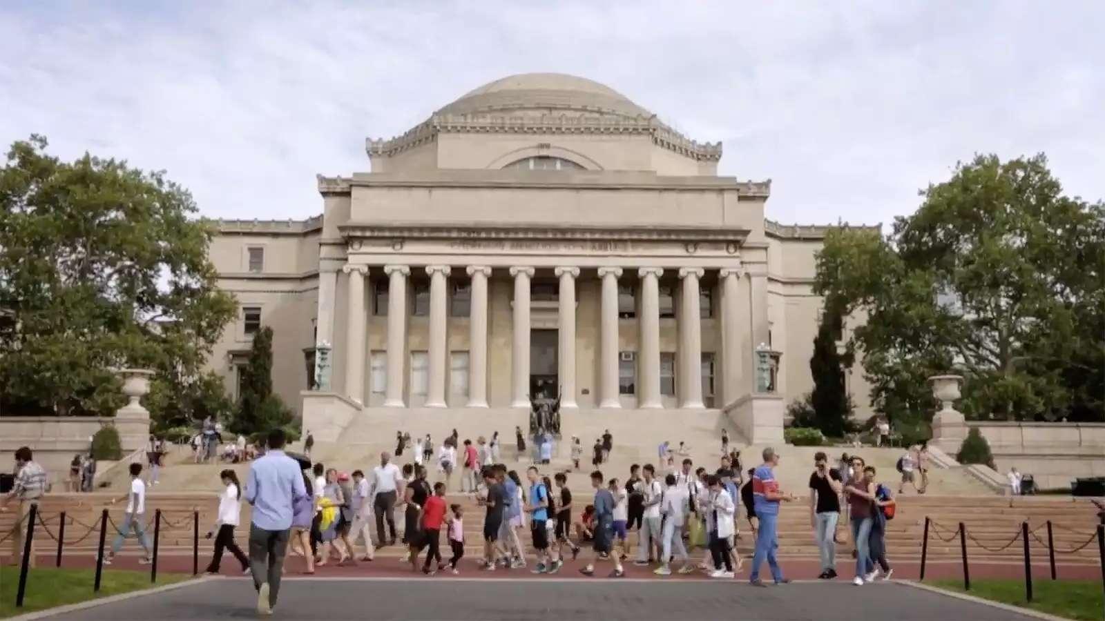 students outside on Columbia University's campus